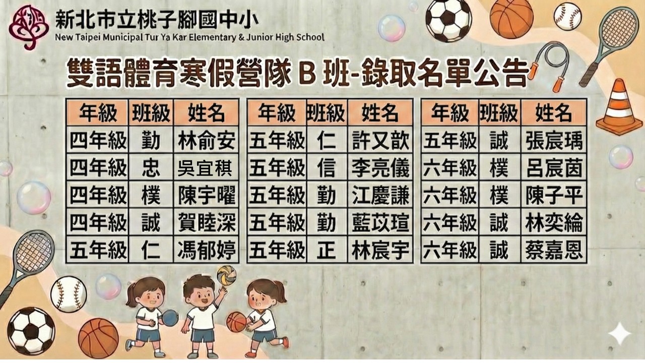 雙語體育寒假營隊B班